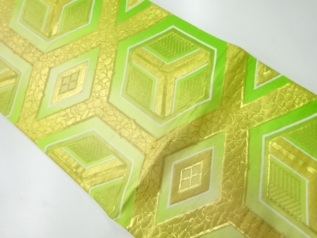 JAPANESE KIMONO / ANTIQUE FUKURO OBI / SILK / WOVEN KIKKO PATTERN